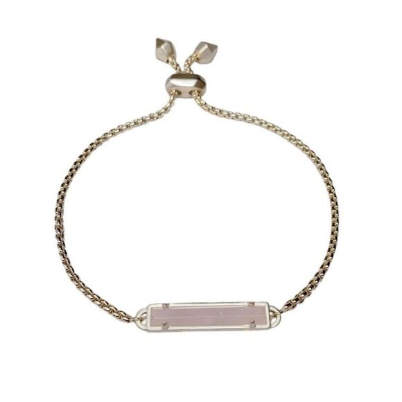 Kendra Scott Stan Adjustable Bracelet Gold with Rose Quartz Stone - Picture 1 of 6